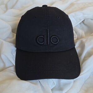 ALO Yoga Black Embroidered Alo Logo Baseball Cap Adjustable One Size New